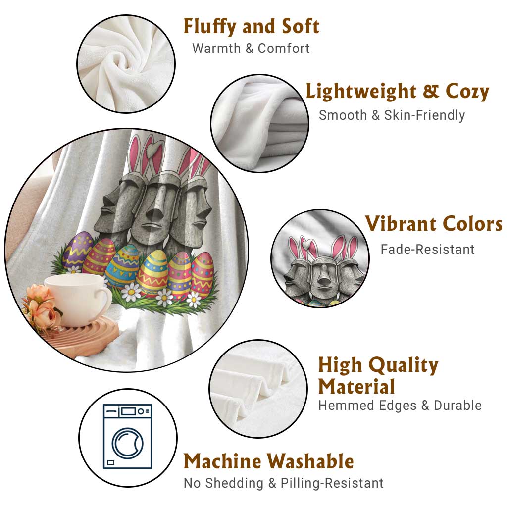 Easter Island Moai Bunny Ears Throw Blanket Funny Archaeology Gift TS12 Print Your Wear