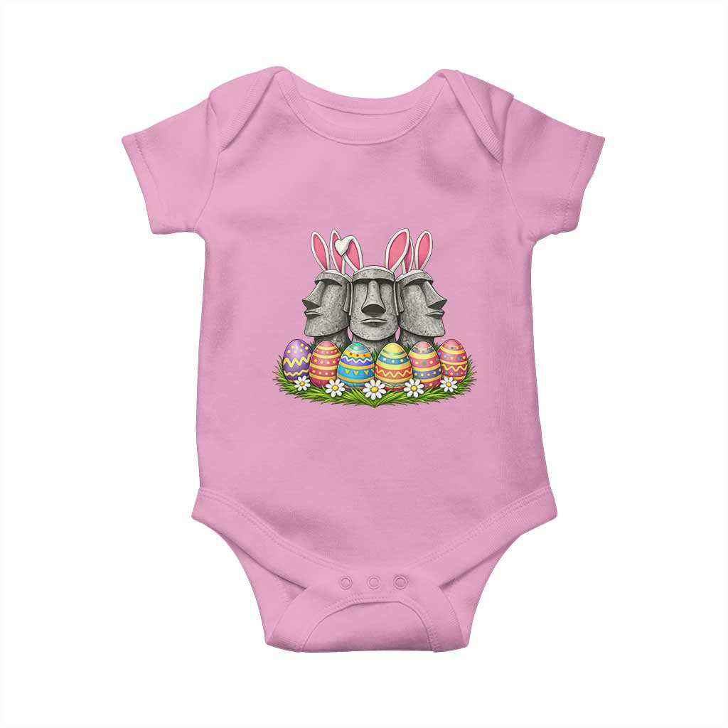 Easter Island Moai Bunny Ears Baby Onesie Funny Archaeology Gift TS12 Light Pink Print Your Wear
