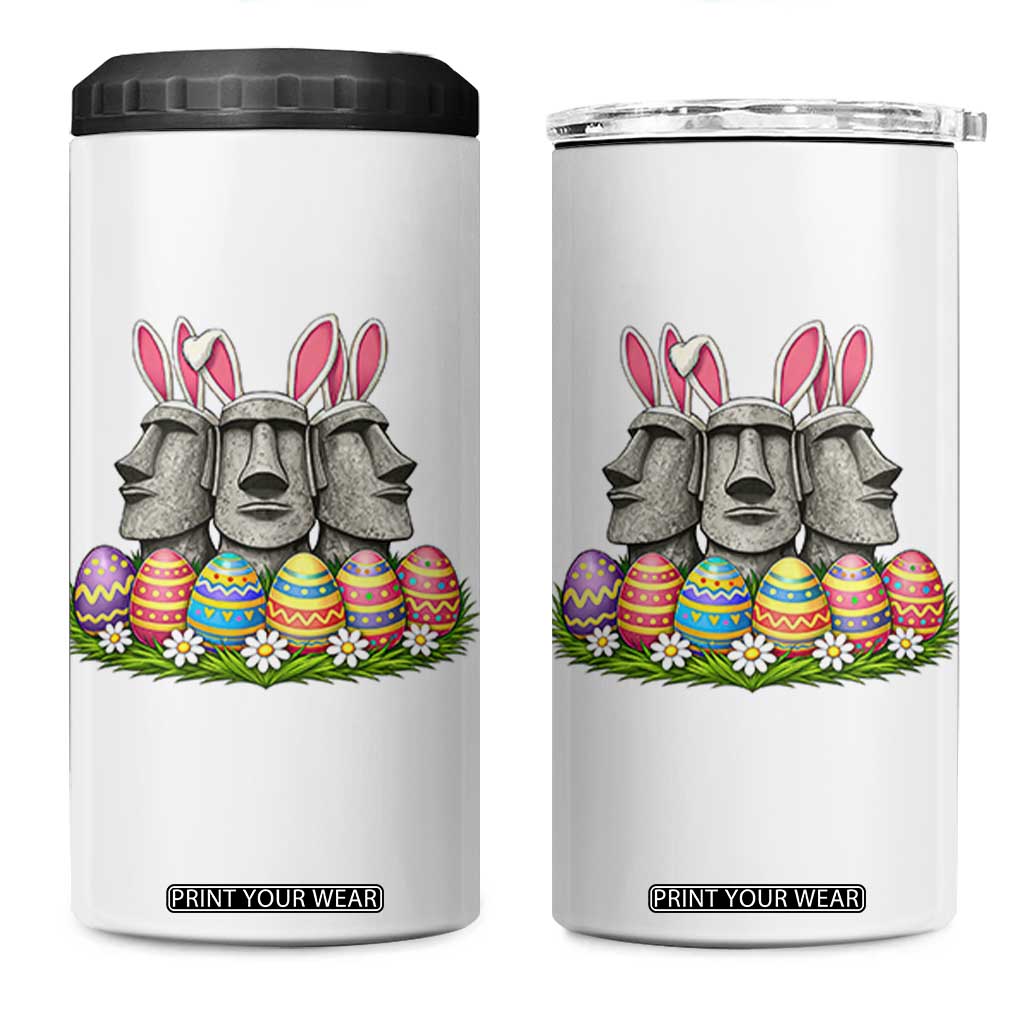Easter Island Moai Bunny Ears 4 in 1 Can Cooler Tumbler Funny Archaeology Gift TS12 One Size: 16 oz White Print Your Wear