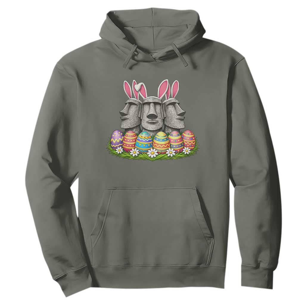 Easter Island Moai Bunny Ears Hoodie Funny Archaeology Gift TS12 Military Green Print Your Wear
