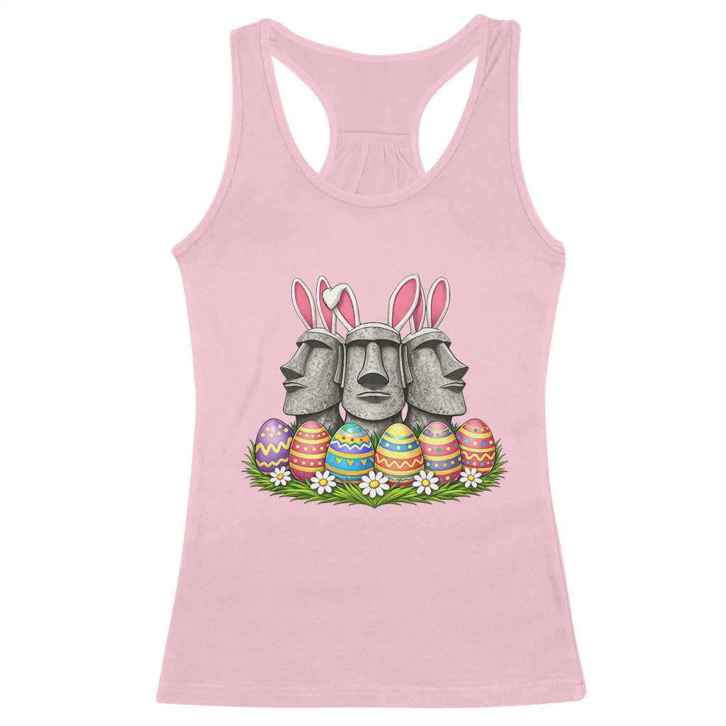 Easter Island Moai Bunny Ears Racerback Tank Top Funny Archaeology Gift TS12 Light Pink Print Your Wear