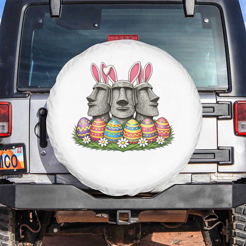 Easter Island Moai Bunny Ears Spare Tire Cover Funny Archaeology Gift TS12 No hole Black Print Your Wear