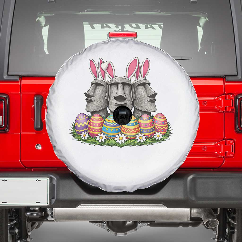 Easter Island Moai Bunny Ears Spare Tire Cover Funny Archaeology Gift TS12 Black Print Your Wear