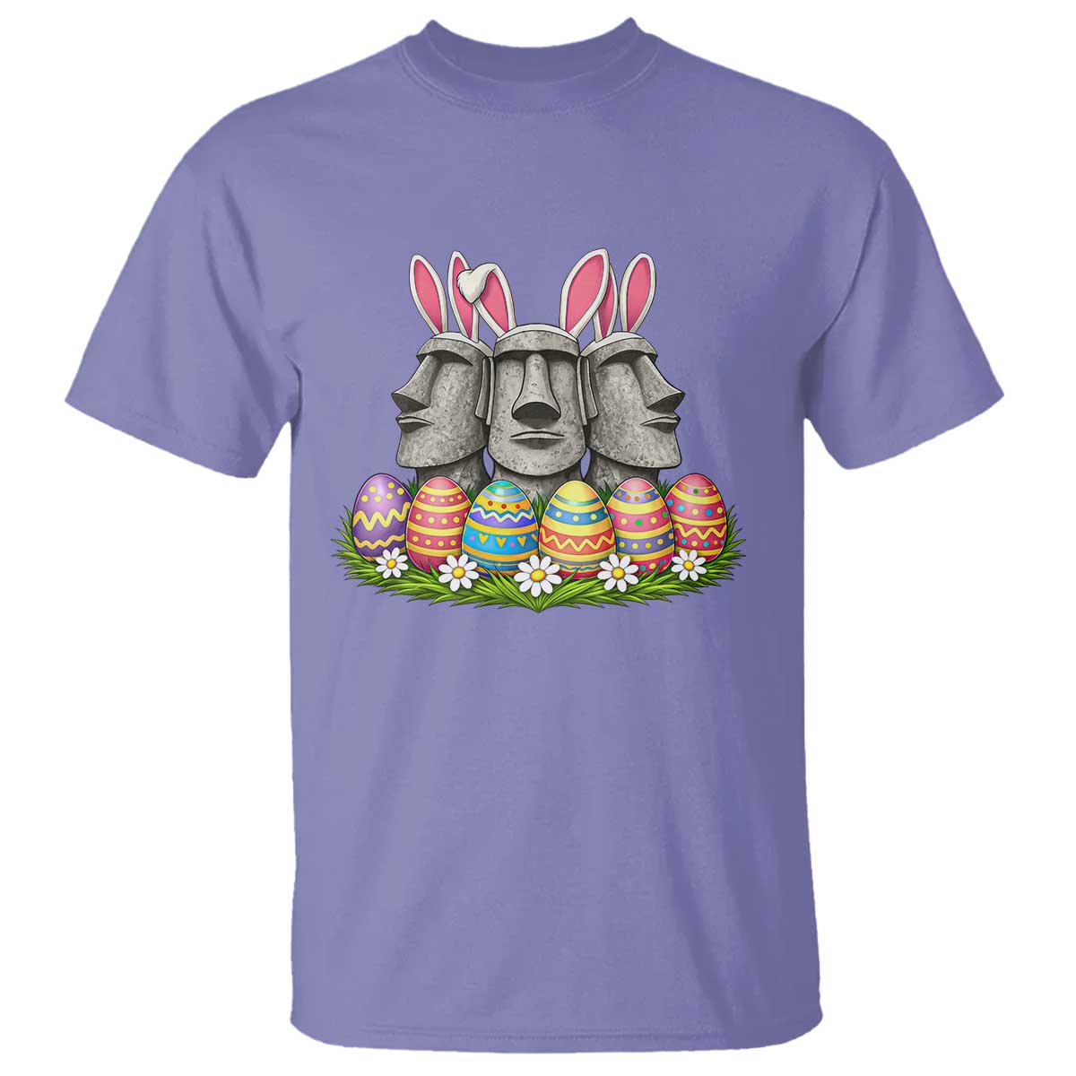 Easter Island Moai Bunny Ears T Shirt Funny Archaeology Gift TS12 Violet Print Your Wear