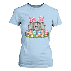Easter Island Moai Bunny Ears T Shirt For Women Funny Archaeology Gift TS12 Light Blue Print Your Wear