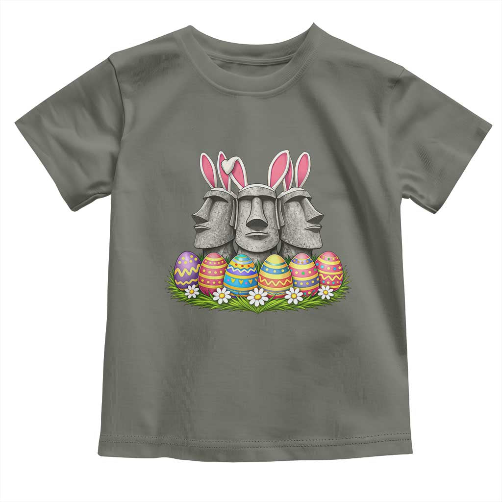 Easter Island Moai Bunny Ears Toddler T Shirt Funny Archaeology Gift TS12 Military Green Print Your Wear
