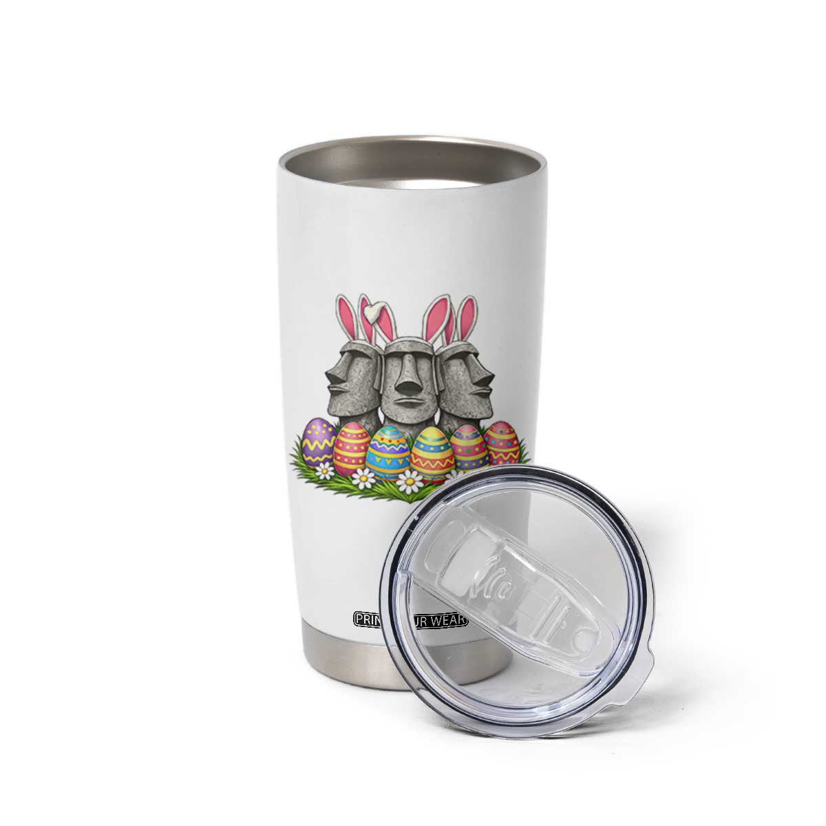 Easter Island Moai Bunny Ears Tumbler Cup Funny Archaeology Gift TS12 Print Your Wear