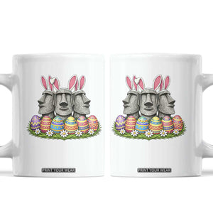 Easter Island Moai Bunny Ears Coffee Mug Funny Archaeology Gift TS12 White Print Your Wear
