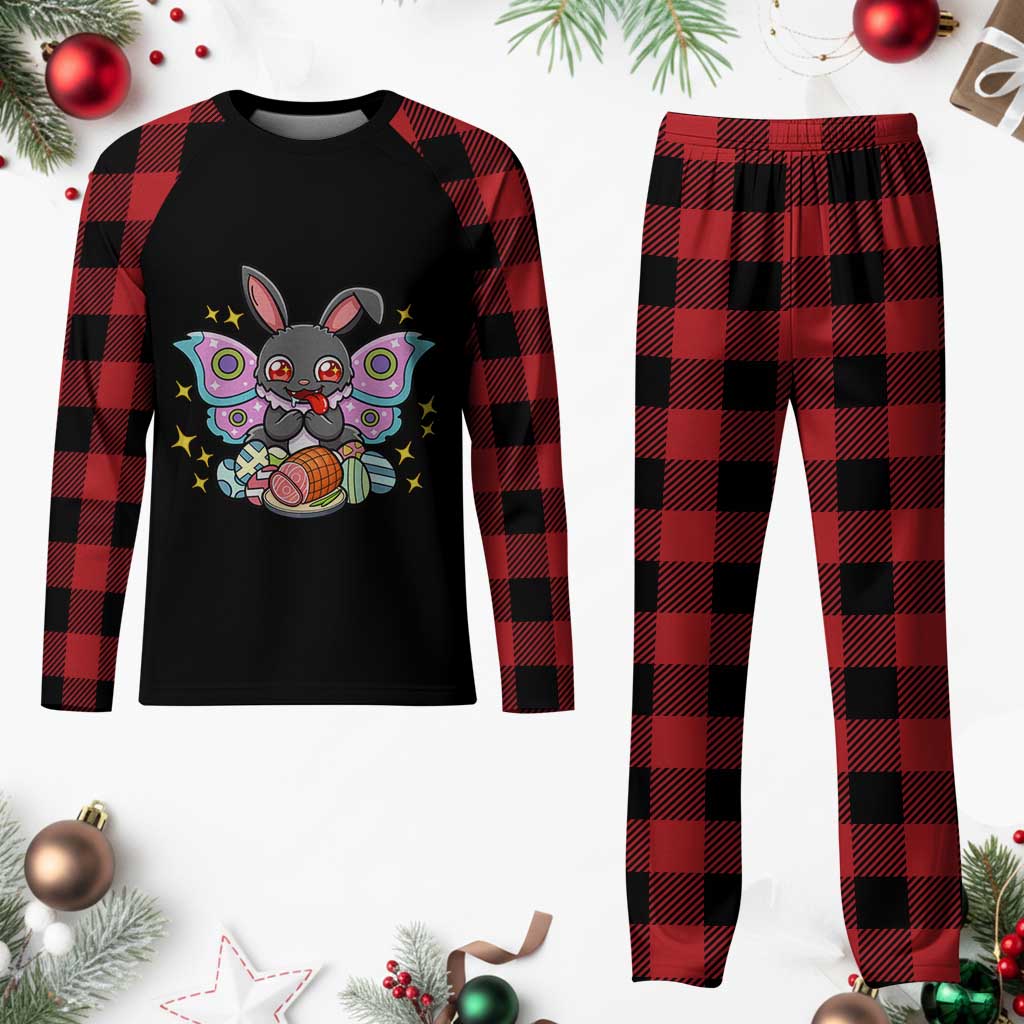 Funny Easter Bunny Mothman Loves Glazed Ham Plaid Pajama Set TS12 Buffalo Plaid Print Your Wear
