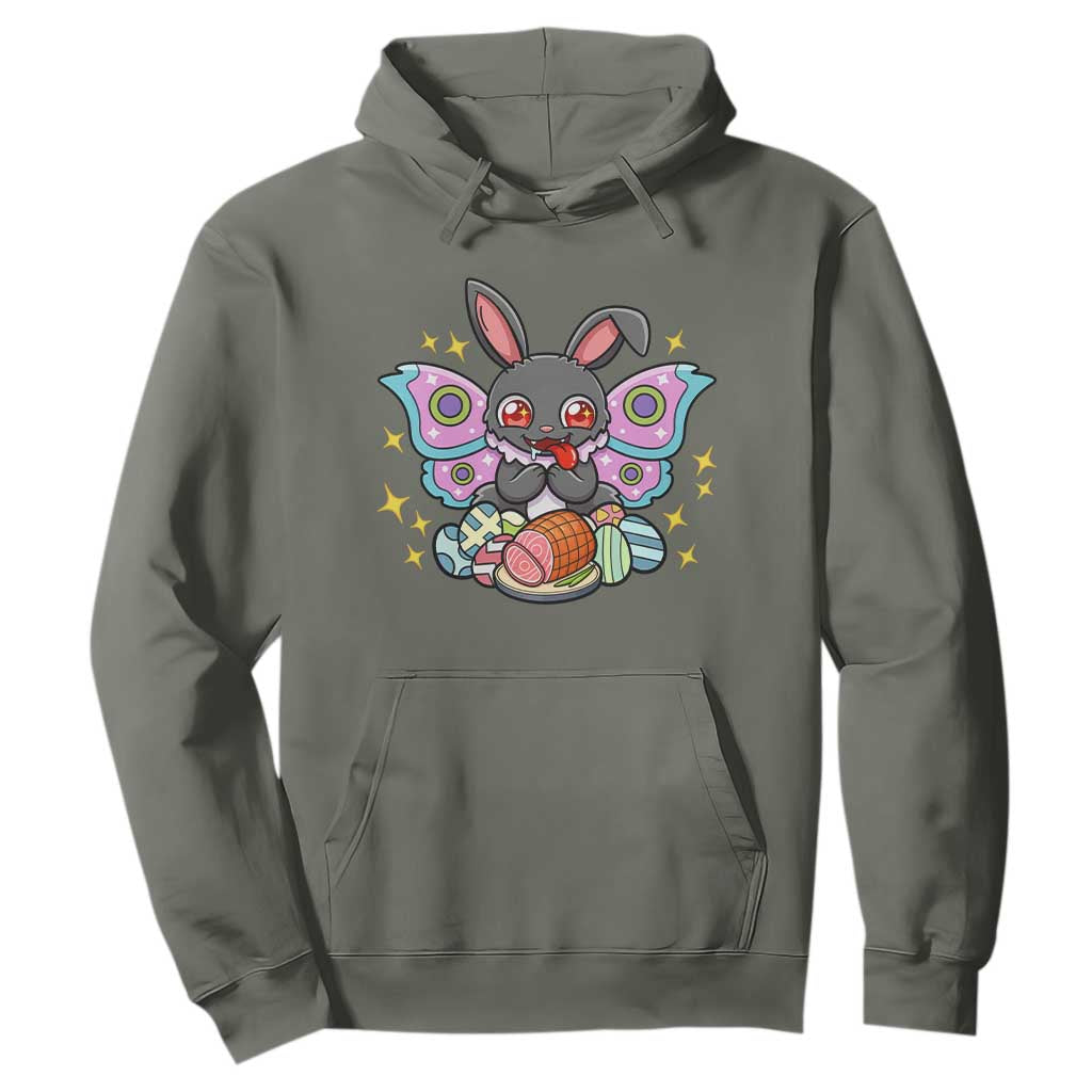 Funny Easter Bunny Mothman Loves Glazed Ham Hoodie TS12 Military Green Print Your Wear