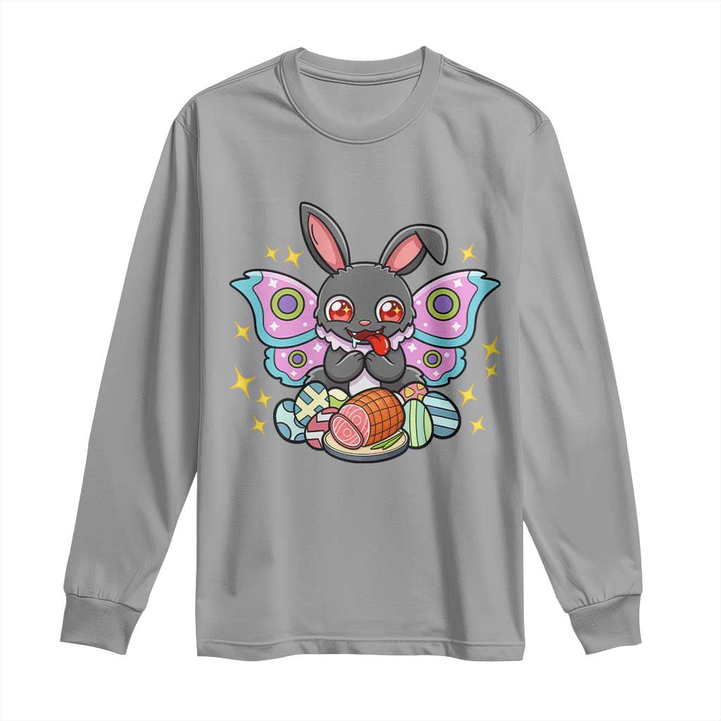 Funny Easter Bunny Mothman Loves Glazed Ham Long Sleeve Shirt TS12 Sport Gray Print Your Wear
