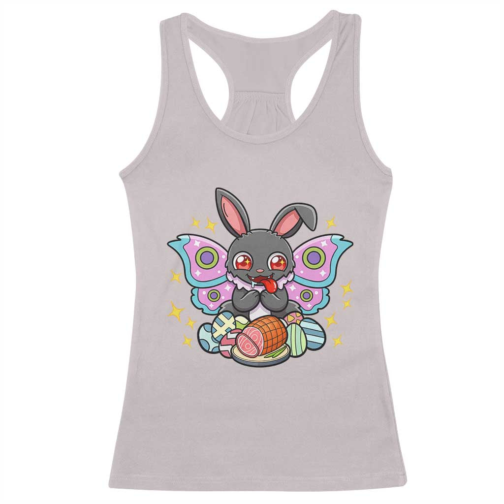 Funny Easter Bunny Mothman Loves Glazed Ham Racerback Tank Top TS12 Ice Gray Print Your Wear