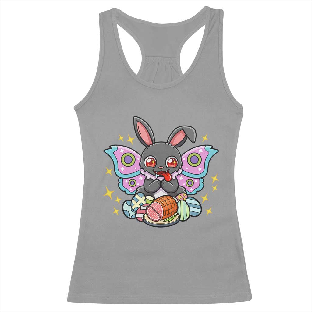 Funny Easter Bunny Mothman Loves Glazed Ham Racerback Tank Top TS12 Sport Gray Print Your Wear