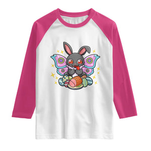 Funny Easter Bunny Mothman Loves Glazed Ham Raglan Shirt TS12 White Heliconia Print Your Wear