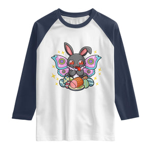Funny Easter Bunny Mothman Loves Glazed Ham Raglan Shirt TS12 White Navy Print Your Wear