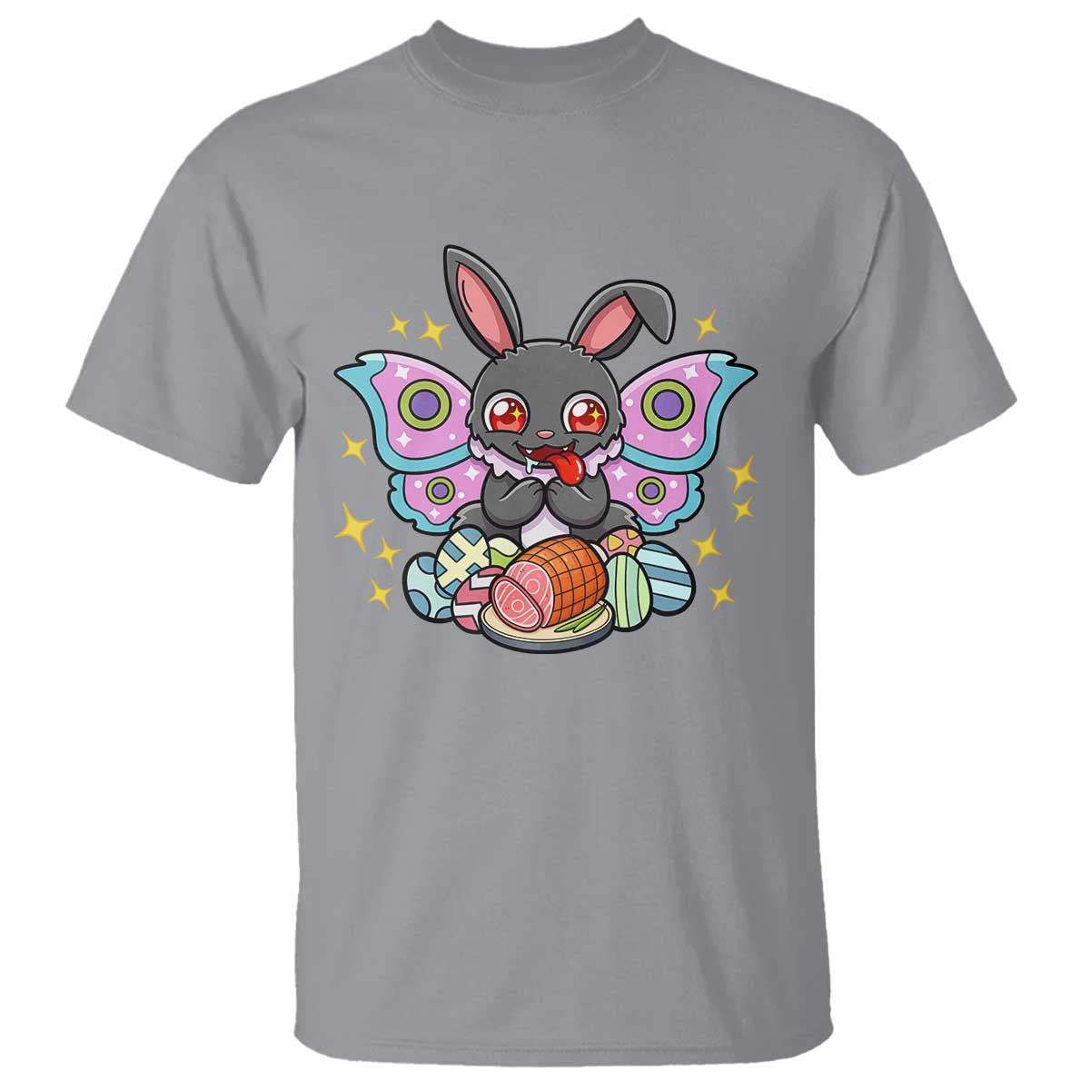 Funny Easter Bunny Mothman Loves Glazed Ham T Shirt TS12 Sport Gray Print Your Wear