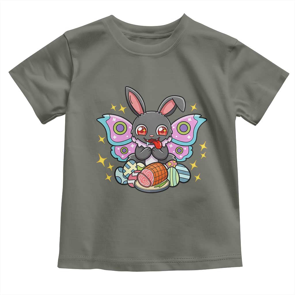 Funny Easter Bunny Mothman Loves Glazed Ham Toddler T Shirt TS12 Military Green Print Your Wear