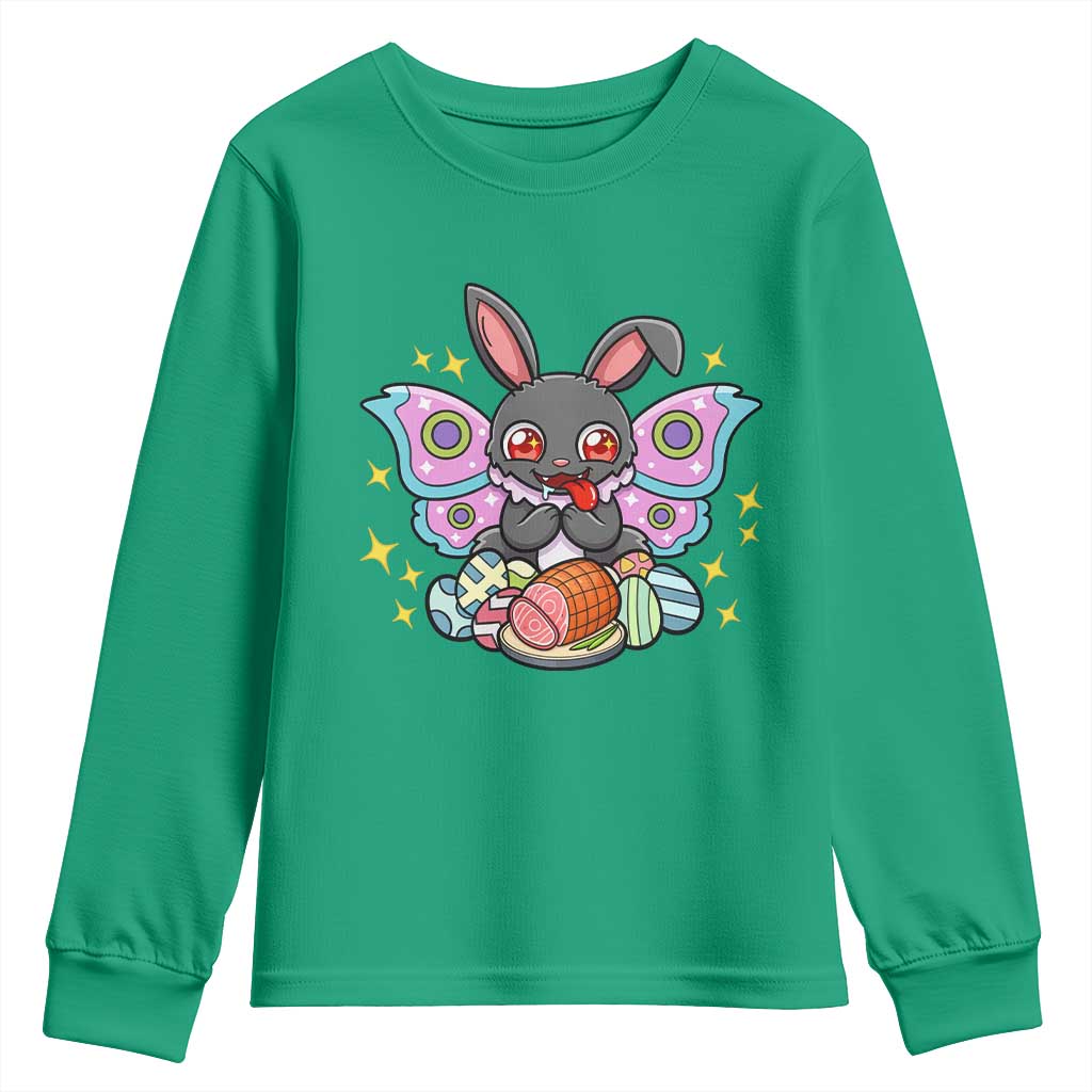 Funny Easter Bunny Mothman Loves Glazed Ham Youth Sweatshirt TS12 Irish Green Print Your Wear