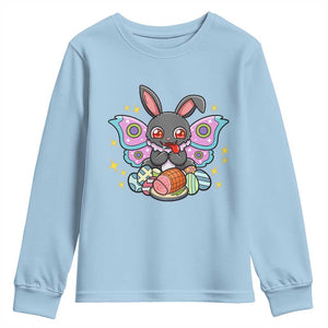 Funny Easter Bunny Mothman Loves Glazed Ham Youth Sweatshirt TS12 Light Blue Print Your Wear