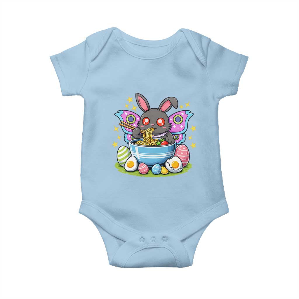 Funny Easter Mothman Eating Ramen Baby Onesie Cryptid Lover Gift TS12 Light Blue Print Your Wear