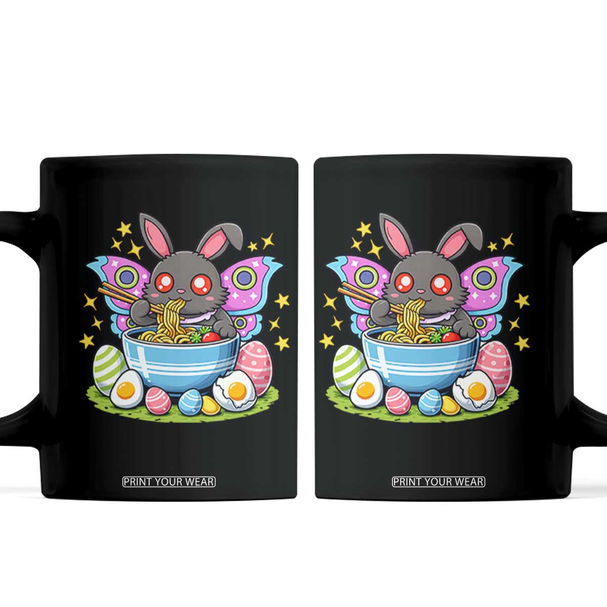 Funny Easter Mothman Eating Ramen Coffee Mug Cryptid Lover Gift TS12 Black Print Your Wear