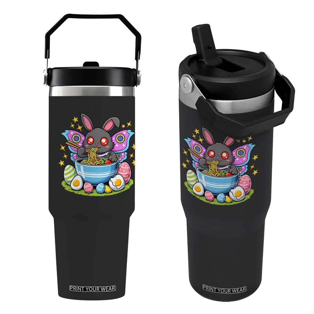 Funny Easter Mothman Eating Ramen Flip Straw Tumbler Cryptid Lover Gift TS12 One Size: 30 oz Black Print Your Wear