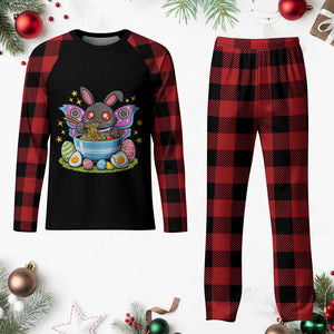 Funny Easter Mothman Eating Ramen Plaid Pajama Set Cryptid Lover Gift TS12 Buffalo Plaid Print Your Wear