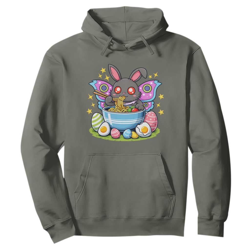 Funny Easter Mothman Eating Ramen Hoodie Cryptid Lover Gift TS12 Military Green Print Your Wear