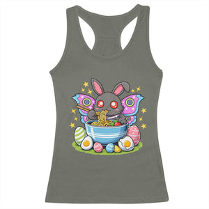 Funny Easter Mothman Eating Ramen Racerback Tank Top Cryptid Lover Gift TS12 Military Green Print Your Wear