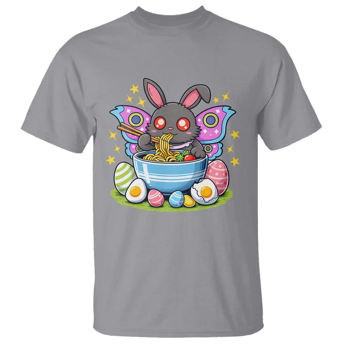 Funny Easter Mothman Eating Ramen T Shirt Cryptid Lover Gift TS12 Sport Gray Print Your Wear