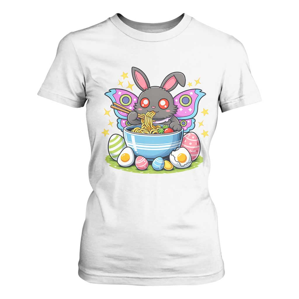Funny Easter Mothman Eating Ramen T Shirt For Women Cryptid Lover Gift TS12 White Print Your Wear