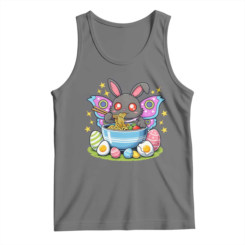 Funny Easter Mothman Eating Ramen Tank Top Cryptid Lover Gift TS12 Black Heather Print Your Wear