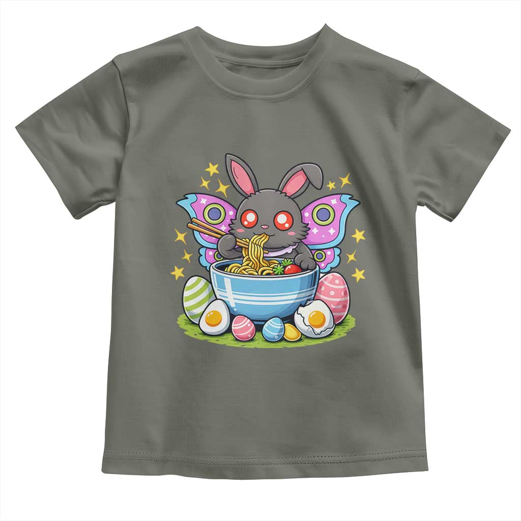 Funny Easter Mothman Eating Ramen Toddler T Shirt Cryptid Lover Gift TS12 Military Green Print Your Wear