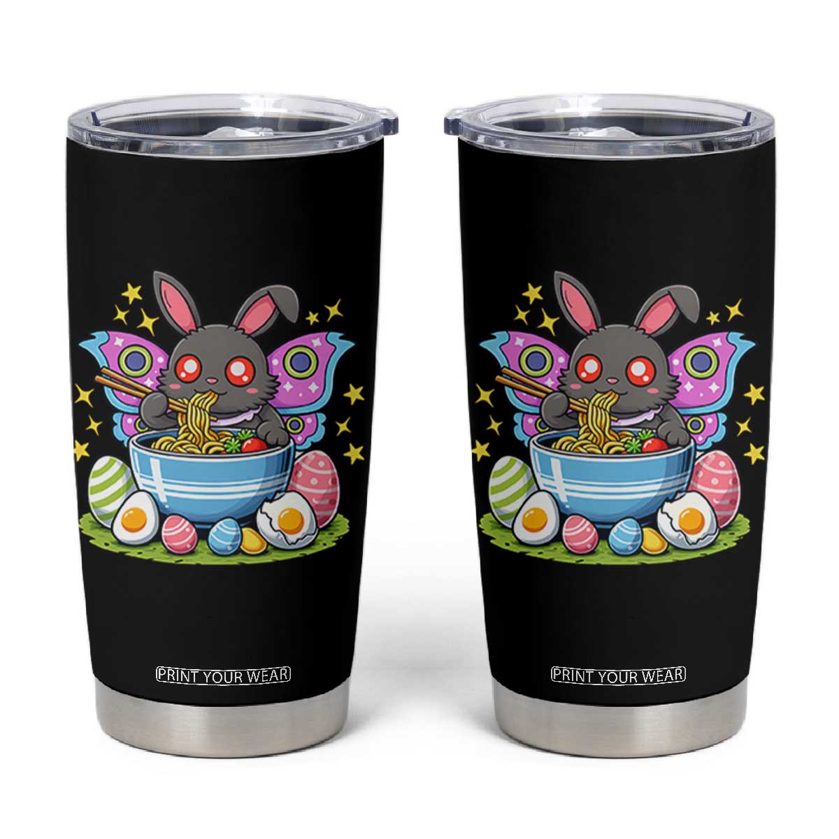 Funny Easter Mothman Eating Ramen Tumbler Cup Cryptid Lover Gift TS12 Black Print Your Wear