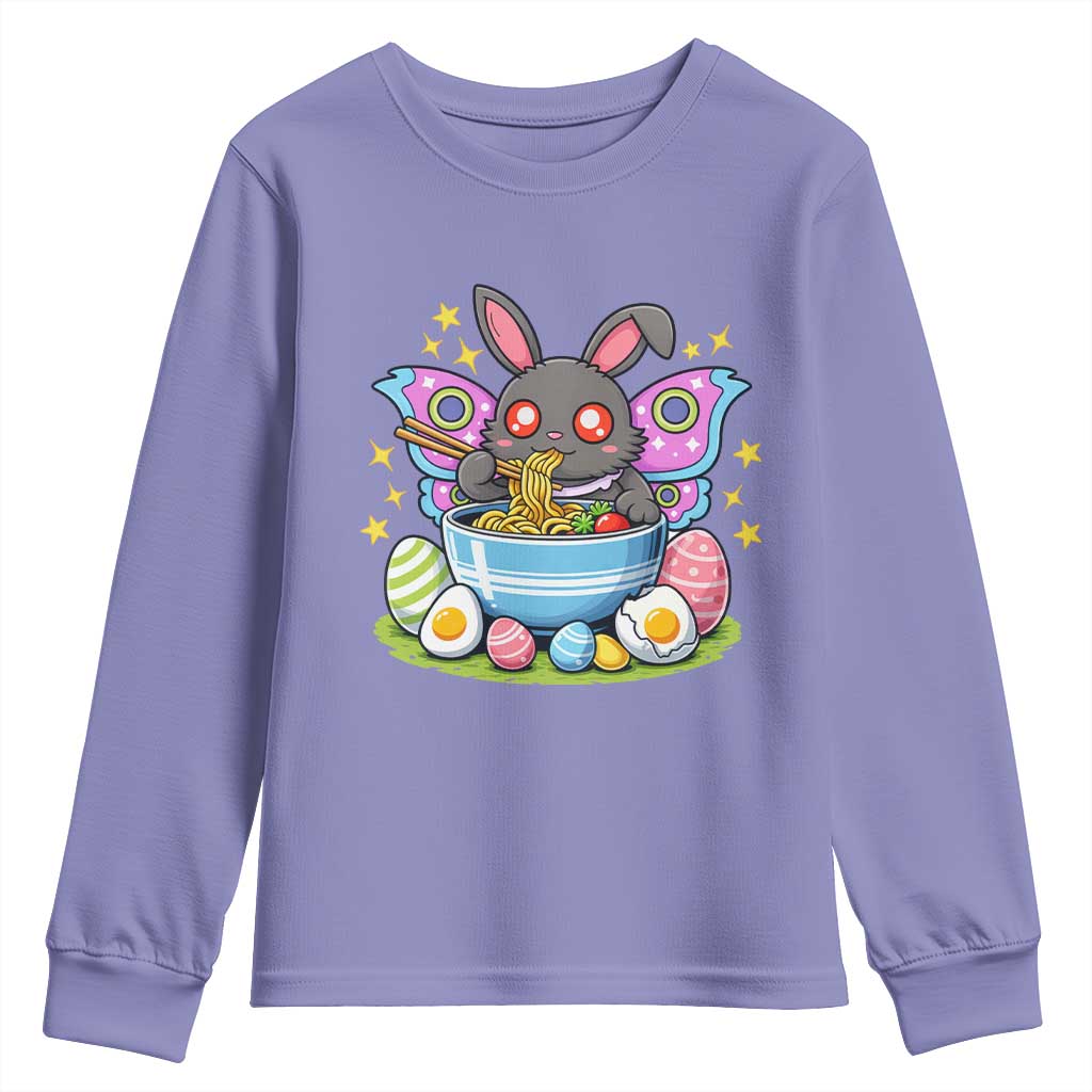 Funny Easter Mothman Eating Ramen Youth Sweatshirt Cryptid Lover Gift TS12 Violet Print Your Wear