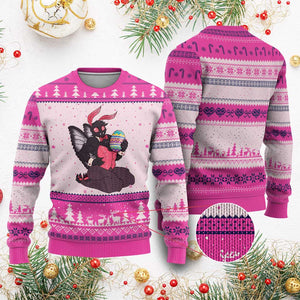Sexy Easter Bunny Mothman Ugly Christmas Sweater Cryptid Humor Gift TS12 Hot Pink Print Your Wear