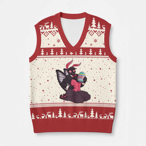 Sexy Easter Bunny Mothman V-Neck Knit Sweater Vest Cryptid Humor Gift TS12 Beige Red Print Your Wear
