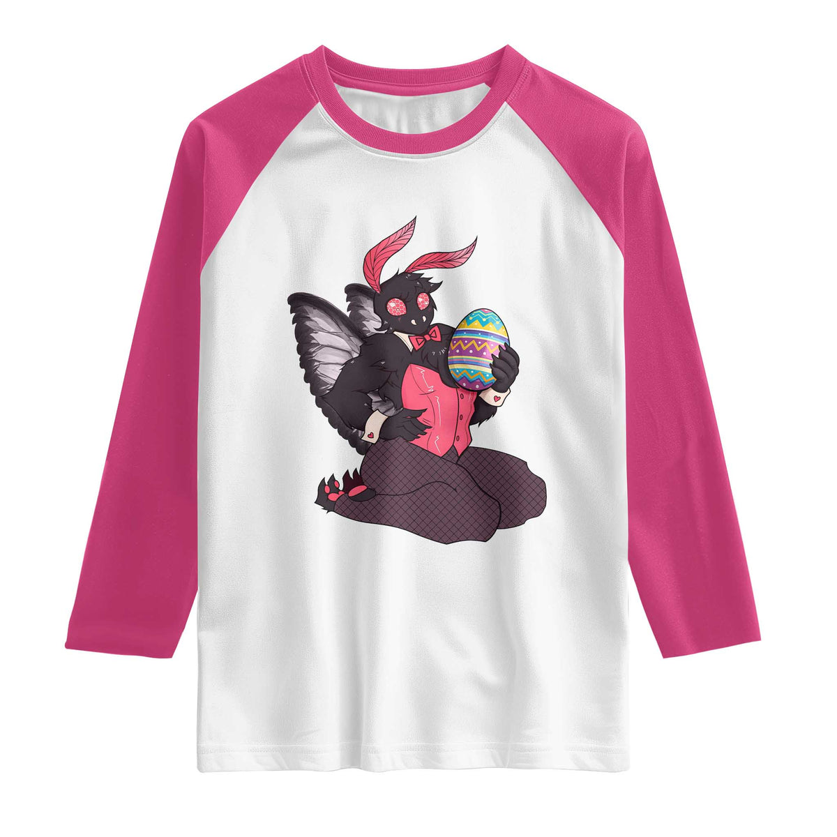 Sexy Easter Bunny Mothman Raglan Shirt Cryptid Humor Gift TS12 White Heliconia Print Your Wear