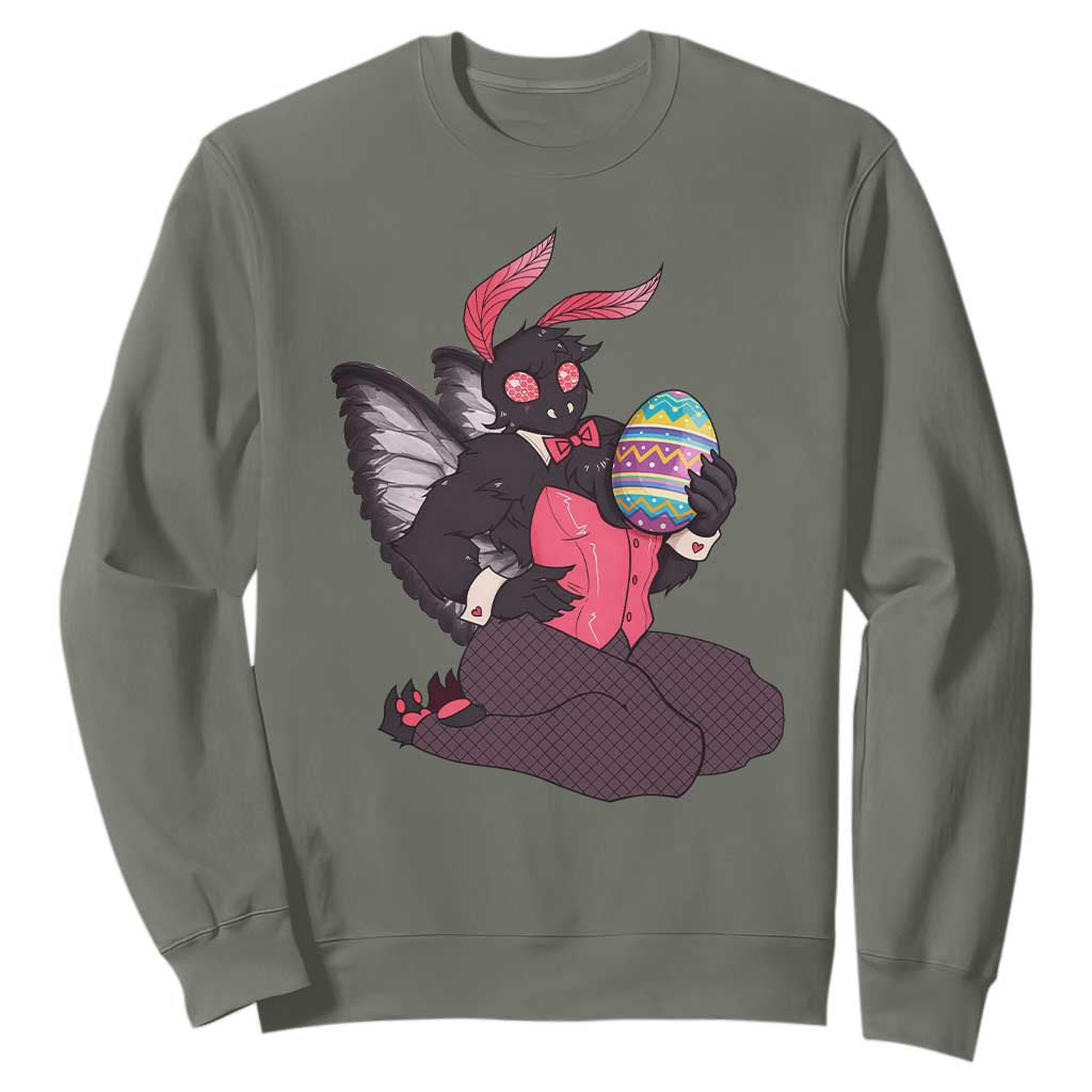 Sexy Easter Bunny Mothman Sweatshirt Cryptid Humor Gift TS12 Military Green Print Your Wear