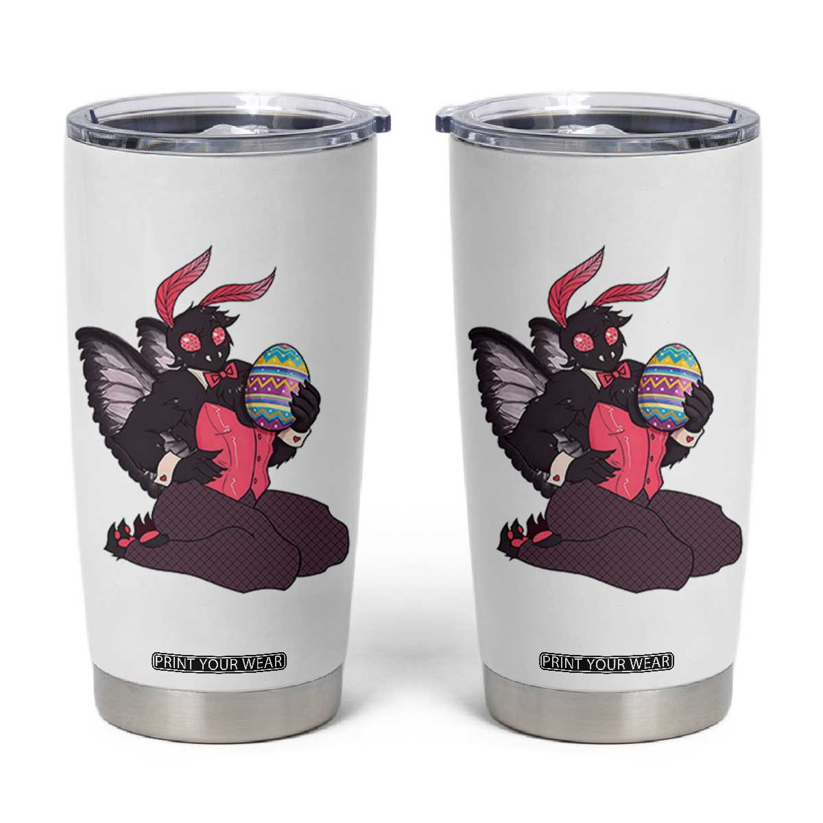 Sexy Easter Bunny Mothman Tumbler Cup Cryptid Humor Gift TS12 White Print Your Wear