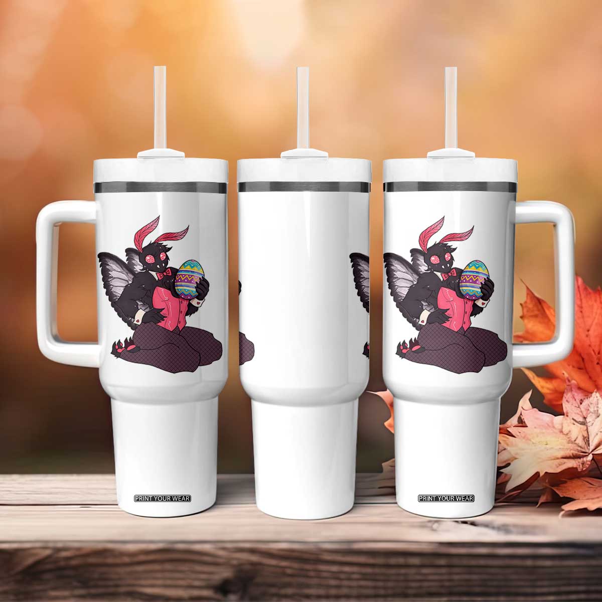 Sexy Easter Bunny Mothman Tumbler With Handle Cryptid Humor Gift TS12 Print Your Wear