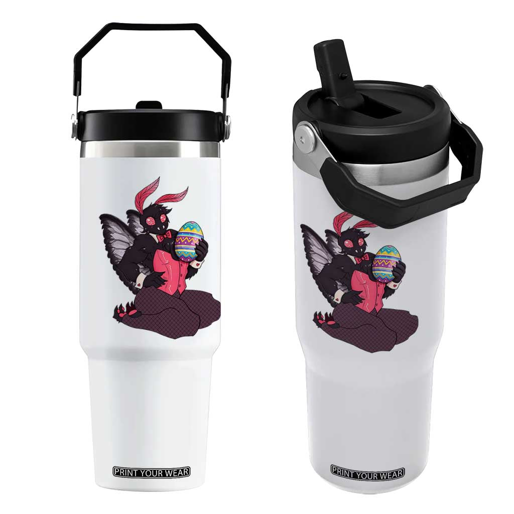 Sexy Easter Bunny Mothman Flip Straw Tumbler Cryptid Humor Gift TS12 One Size: 30 oz White Print Your Wear