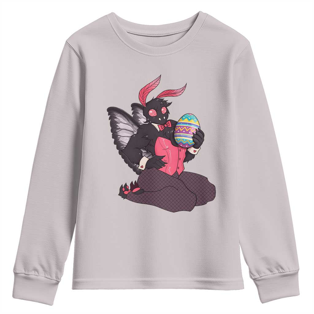 Sexy Easter Bunny Mothman Youth Sweatshirt Cryptid Humor Gift TS12 Ice Gray Print Your Wear