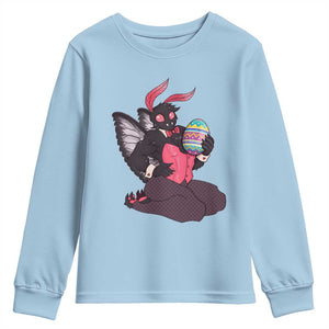 Sexy Easter Bunny Mothman Youth Sweatshirt Cryptid Humor Gift TS12 Light Blue Print Your Wear