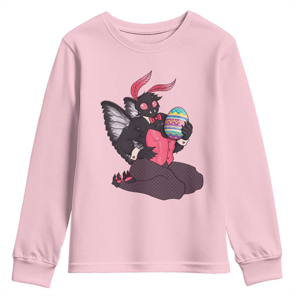 Sexy Easter Bunny Mothman Youth Sweatshirt Cryptid Humor Gift TS12 Light Pink Print Your Wear