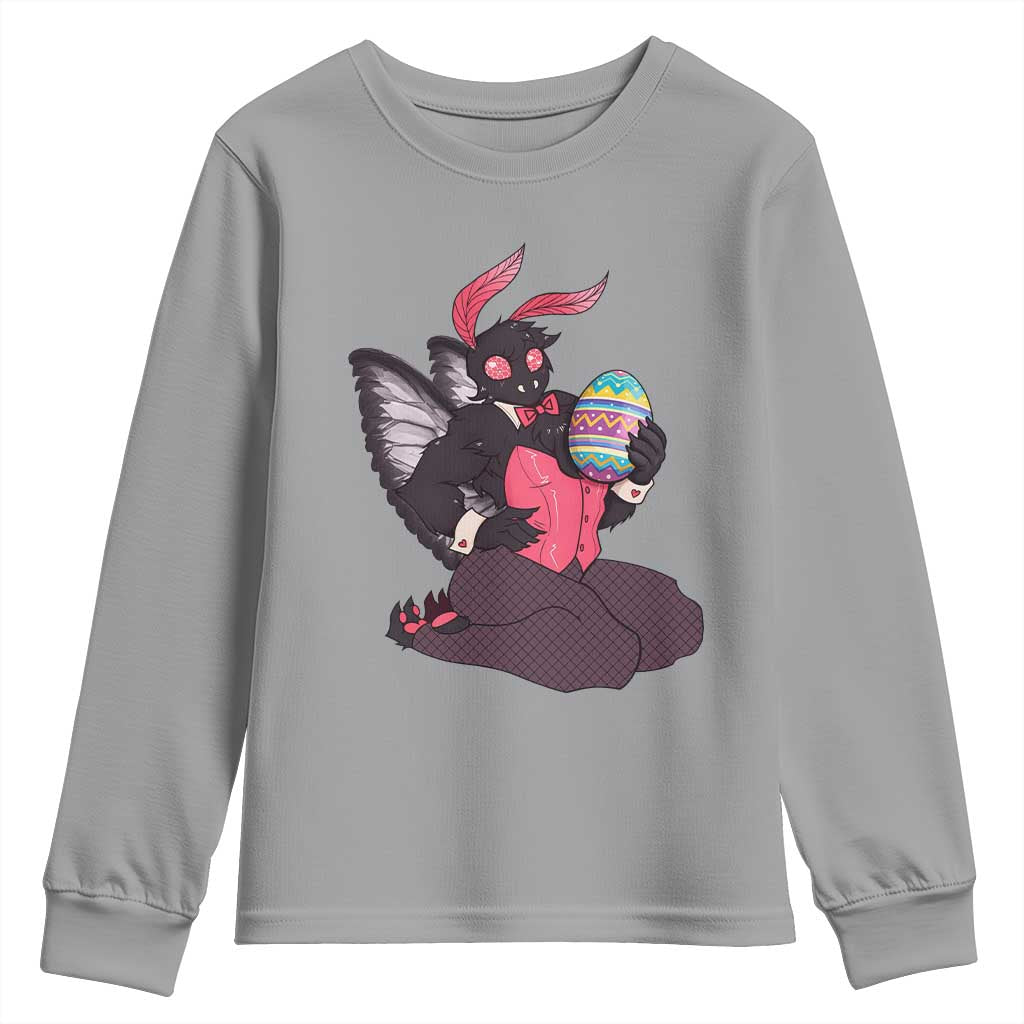 Sexy Easter Bunny Mothman Youth Sweatshirt Cryptid Humor Gift TS12 Sport Gray Print Your Wear