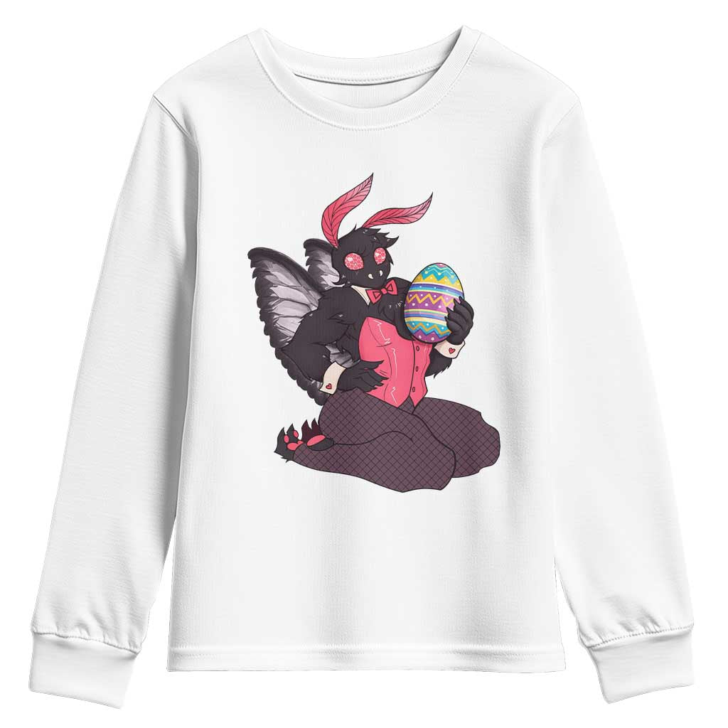 Sexy Easter Bunny Mothman Youth Sweatshirt Cryptid Humor Gift TS12 White Print Your Wear