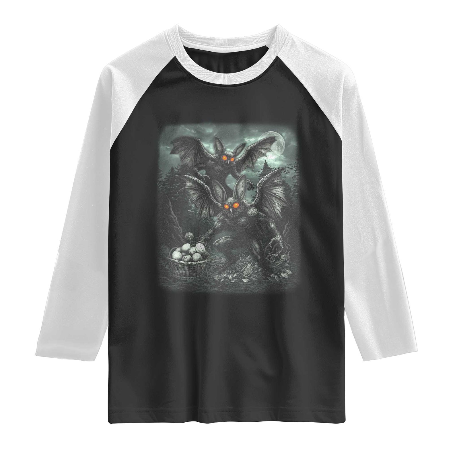Vintage Horror Mothman Easter Raglan Shirt Folklore Monster Lover Gift TS12 Black White Print Your Wear