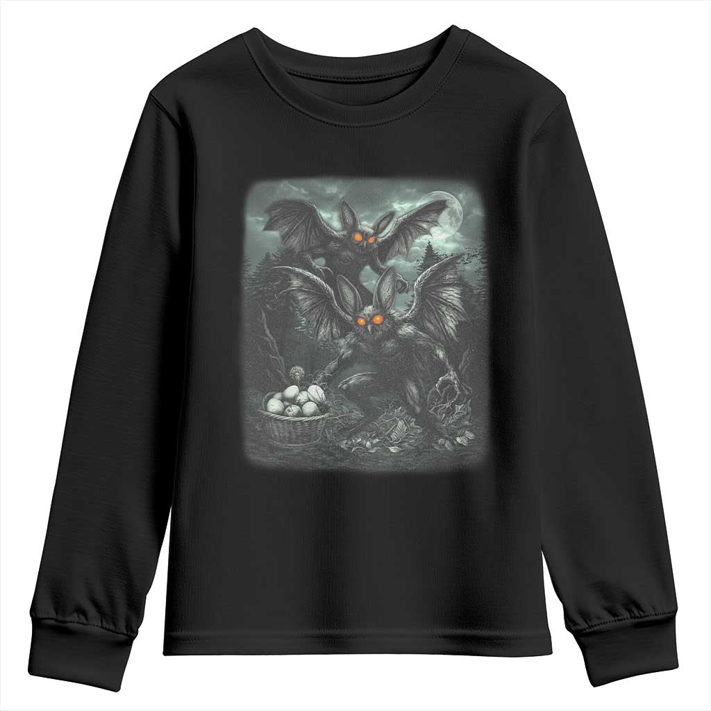 Vintage Horror Mothman Easter Youth Sweatshirt Folklore Monster Lover Gift TS12 Black Print Your Wear