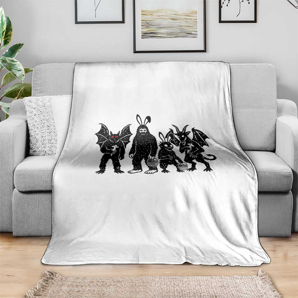 Funny Easter Cryptid Squad Throw Blanket Bigfoot Mothman Jersey Devil Chupacabra Gift TS12 Print Your Wear